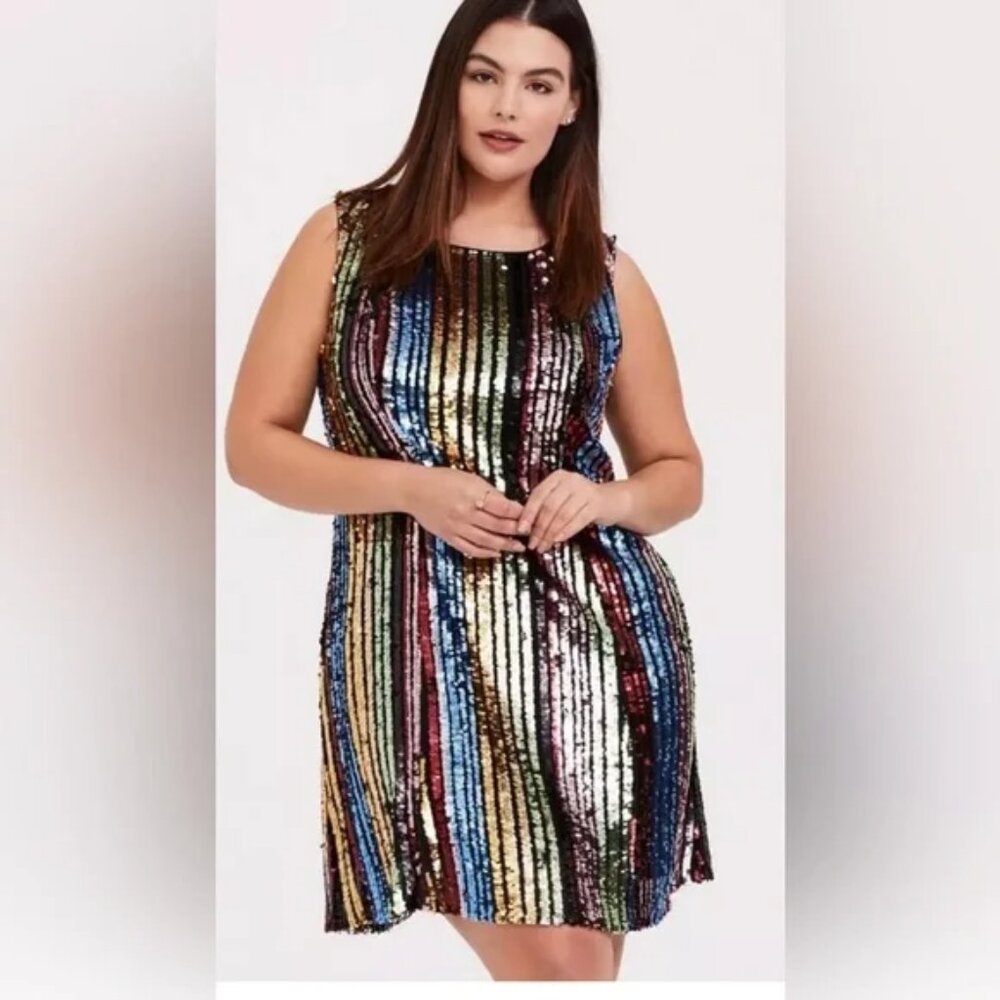 torrid Multicolor Sequin Stripe Sleeveless Dress